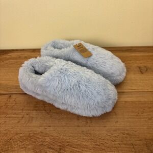 New Skims Faux Fur Slipper Zen Blue Women Size 35 Loungewear Plush Comfort Warm